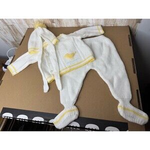 Vtg Infants 3-6 Month Welcome Home Sweater & Matching Pants w/Hat Portugal Doll